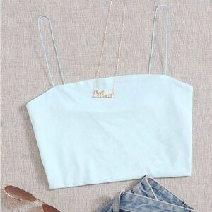 SHEIN Baby Blue Fitted Crop Camisole